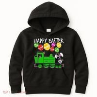Happy Easter Steam Train Engine Bunny Chocolate Eggs Kids Hoodie thumb 0