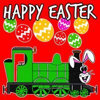 Happy Easter Steam Train Engine Bunny Chocolate Eggs Santa Hat thumb 1