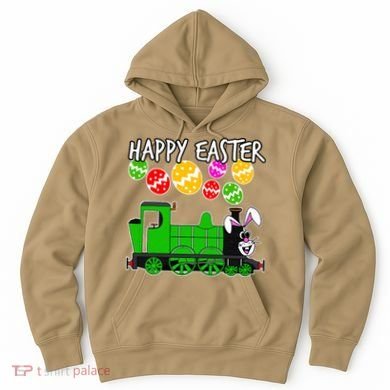 Happy Easter Steam Train Engine Bunny Chocolate Eggs Hoodie