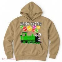 Happy Easter Steam Train Engine Bunny Chocolate Eggs Hoodie thumb 0