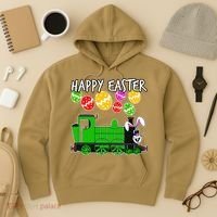 Happy Easter Steam Train Engine Bunny Chocolate Eggs Hoodie thumb 3