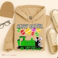 Happy Easter Steam Train Engine Bunny Chocolate Eggs Hoodie thumb 4