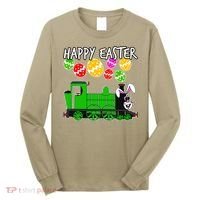 Happy Easter Steam Train Engine Bunny Chocolate Eggs Long Sleeve Shirt thumb 0