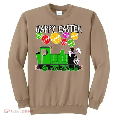 Happy Easter Steam Train Engine Bunny Chocolate Eggs Sweatshirt