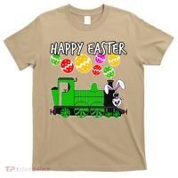 Happy Easter Steam Train Engine Bunny Chocolate Eggs T-Shirt thumb 0