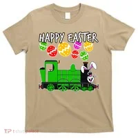 Happy Easter Steam Train Engine Bunny Chocolate Eggs T-Shirt thumb 0