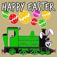 Happy Easter Steam Train Engine Bunny Chocolate Eggs T-Shirt thumb 7