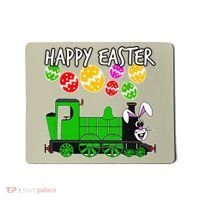 Happy Easter Steam Train Engine Bunny Chocolate Eggs Mousepad thumb 0