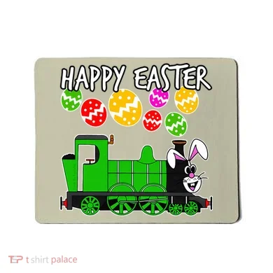 Happy Easter Steam Train Engine Bunny Chocolate Eggs Mousepad