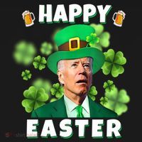 Happy Easter St Patrick's Day Confused Joe Biden Funny Women's Long Sleeve Flannel Pajama Set  thumb 2