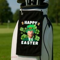 Happy Easter St Patrick's Day Confused Joe Biden Funny Golf Towel thumb 2