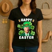Happy Easter St Patrick's Day Confused Joe Biden Funny Women's V-Neck T-Shirt thumb 3