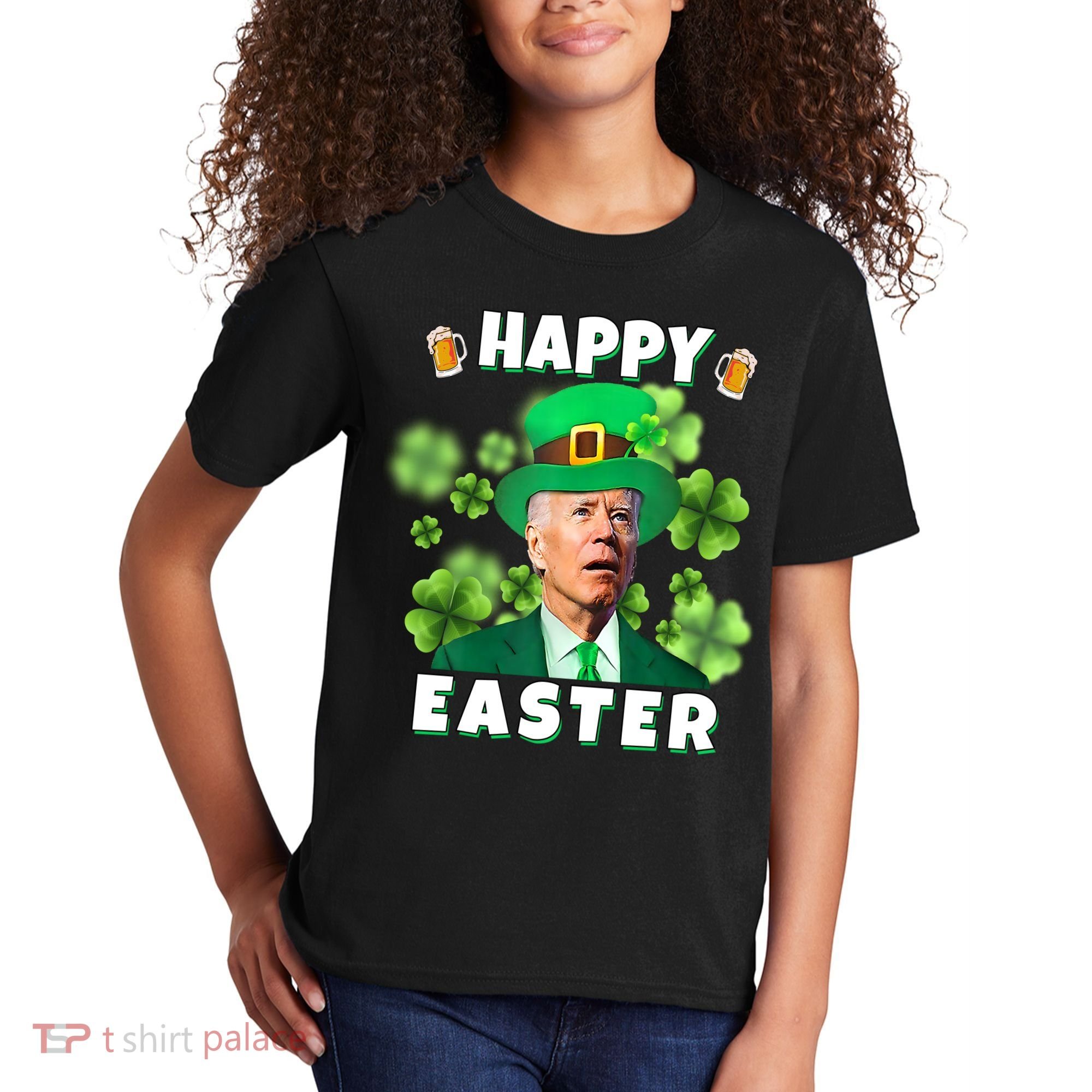 Happy Easter St Patrick's Day Confused Joe Biden Funny Kids T-Shirt