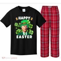 Happy Easter St Patrick's Day Confused Joe Biden Funny Kids Plaid Pajama Set thumb 0
