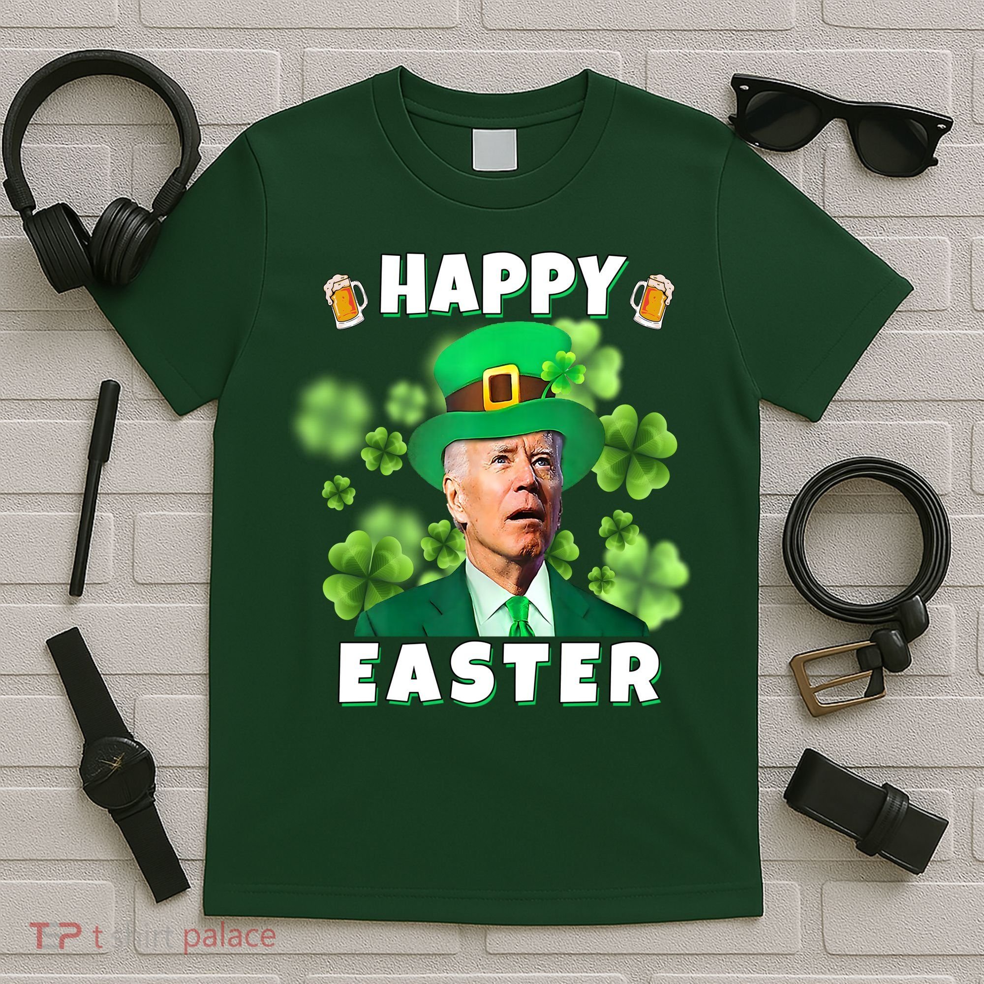 Happy Easter St Patrick's Day Confused Joe Biden Funny T-Shirt