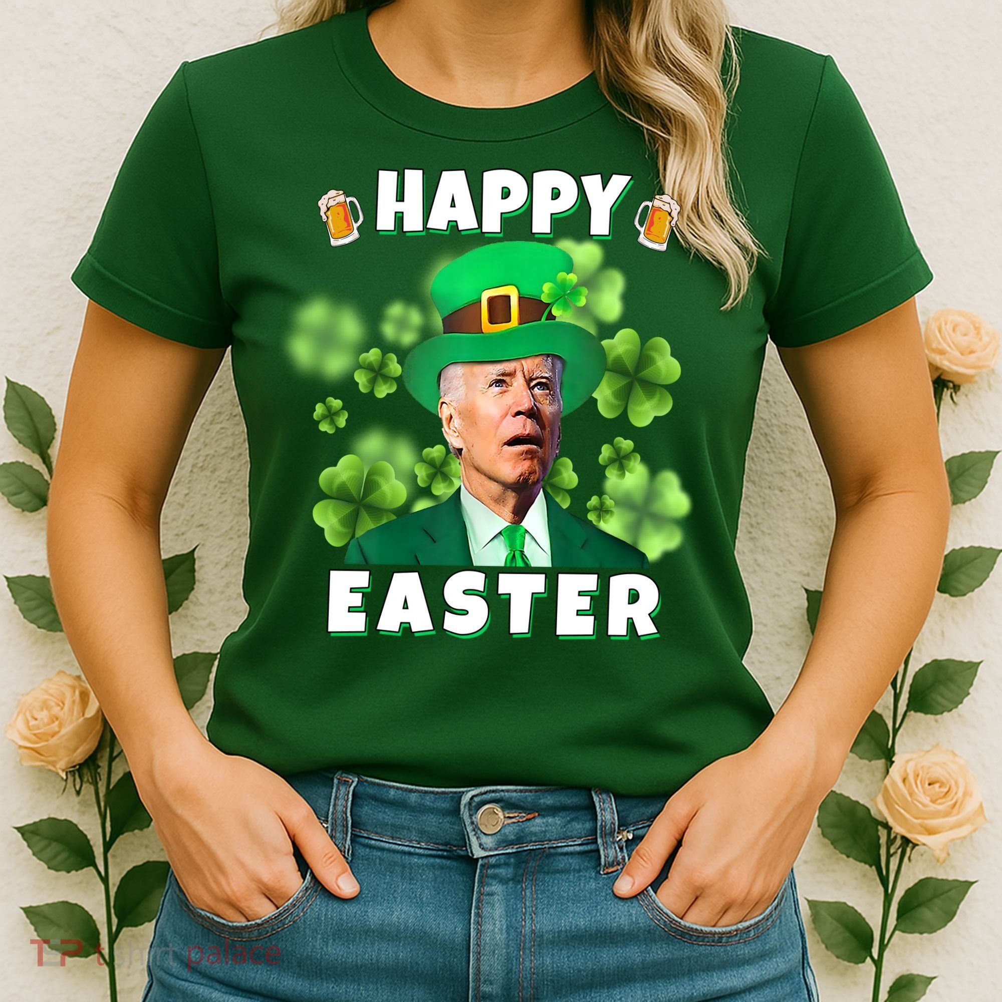 Happy Easter St Patrick's Day Confused Joe Biden Funny Women's T-Shirt