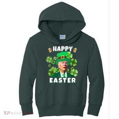Happy Easter St Patrick's Day Confused Joe Biden Funny Kids Hoodie