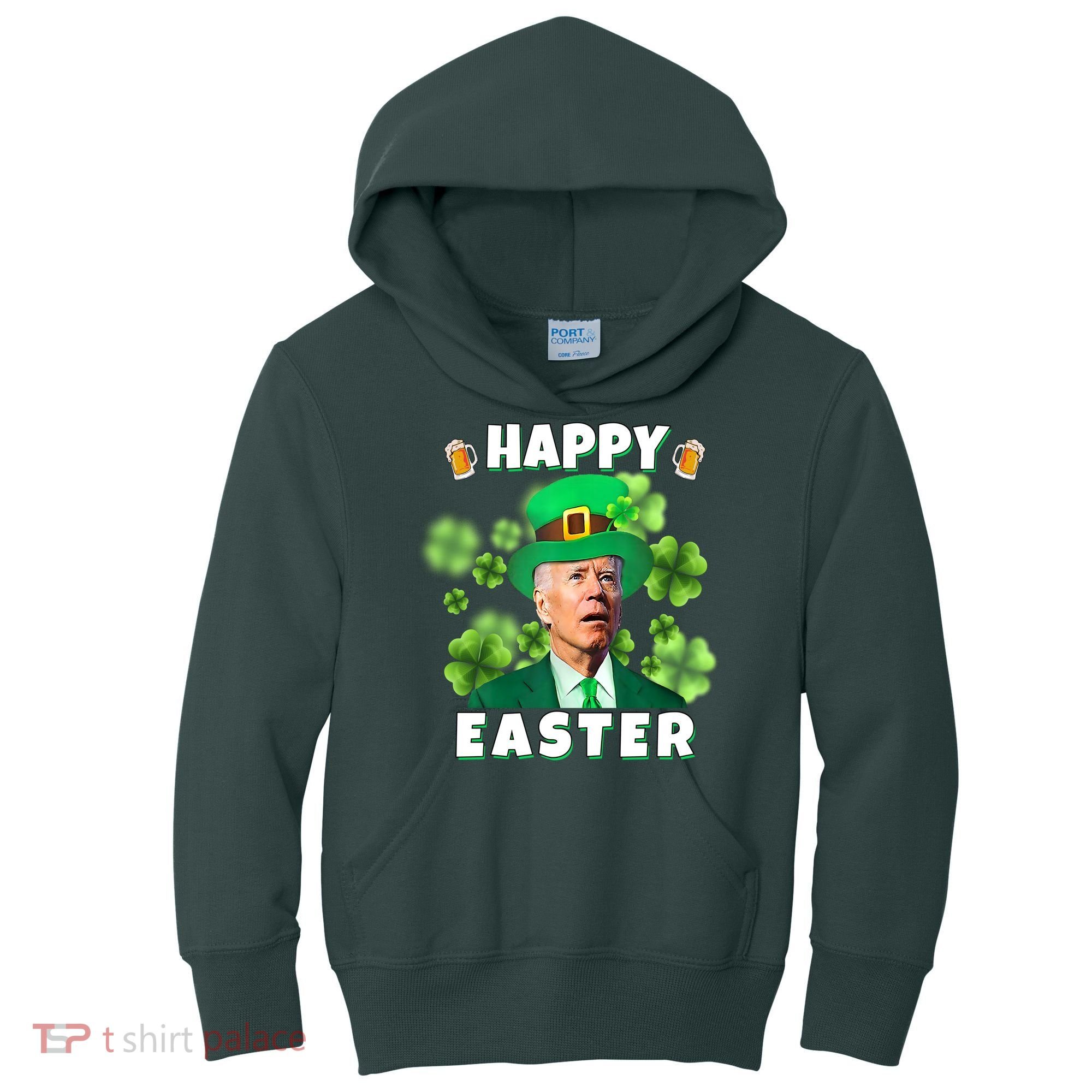 Happy Easter St Patrick's Day Confused Joe Biden Funny Kids Hoodie