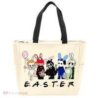 Happy Easter Scary Horror Easter Movie Bunny Hunting Eggs Tote Bag thumb 0