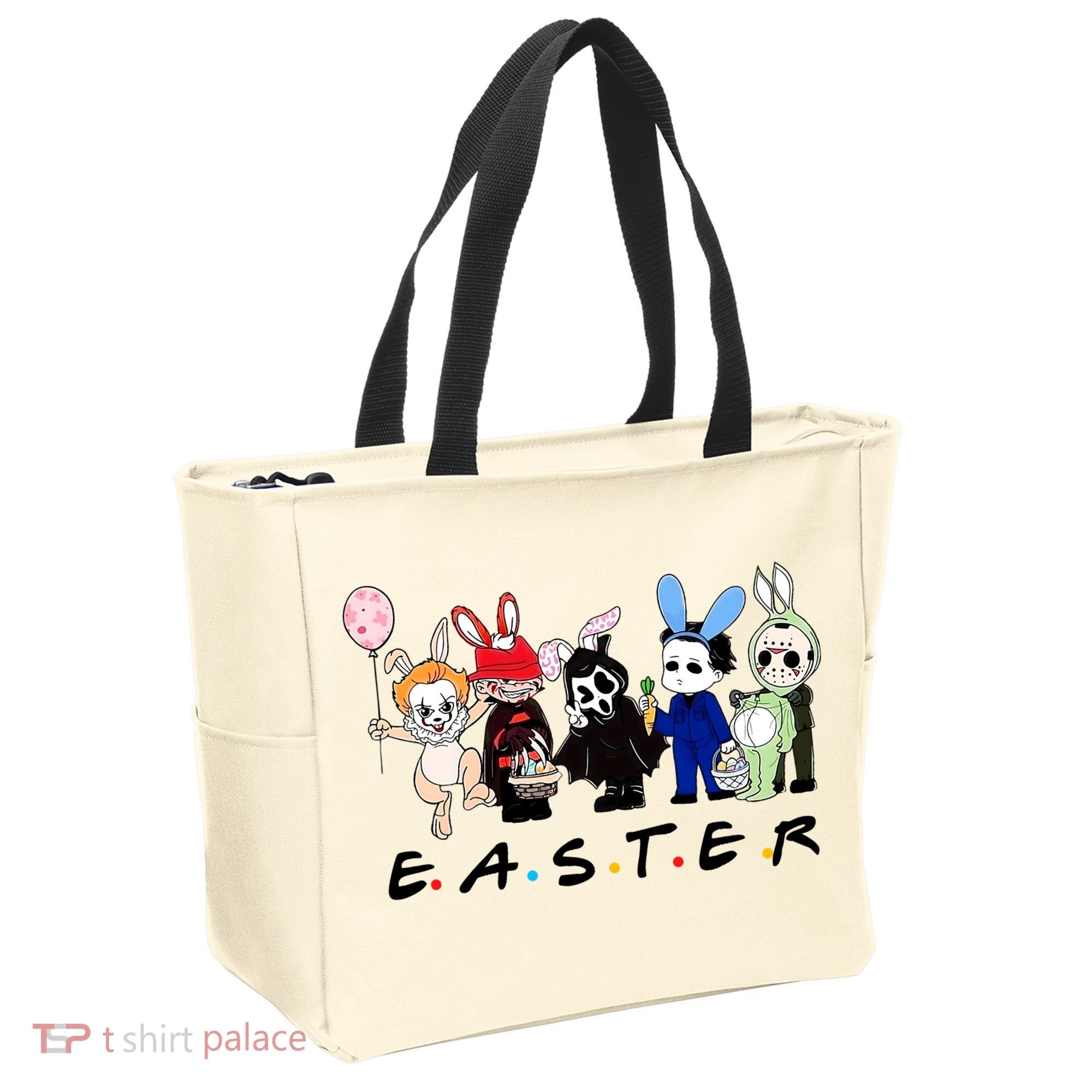 Happy Easter Scary Horror Easter Movie Bunny Hunting Eggs Tote Bag