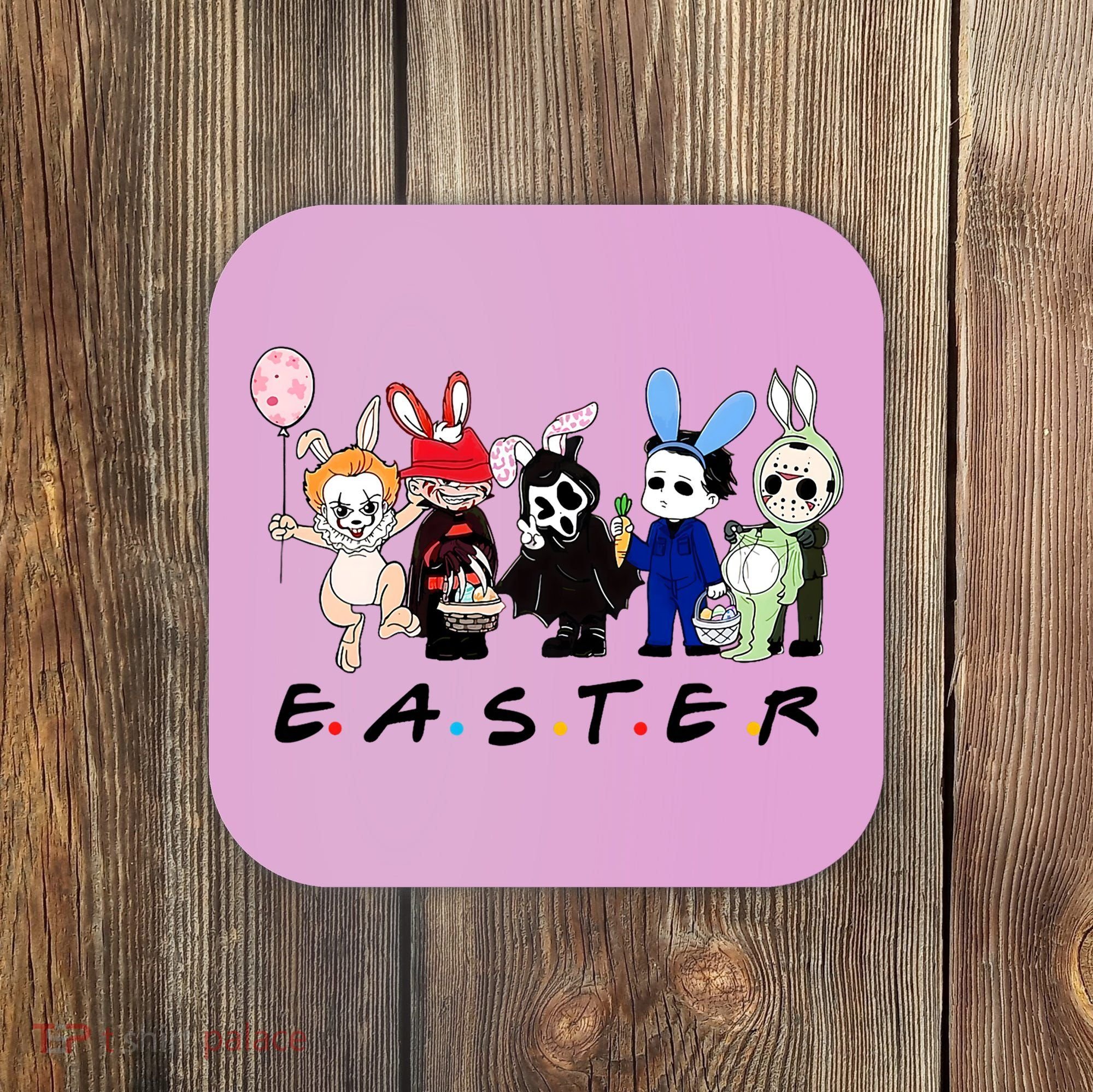 Happy Easter Scary Horror Easter Movie Bunny Hunting Eggs Coaster