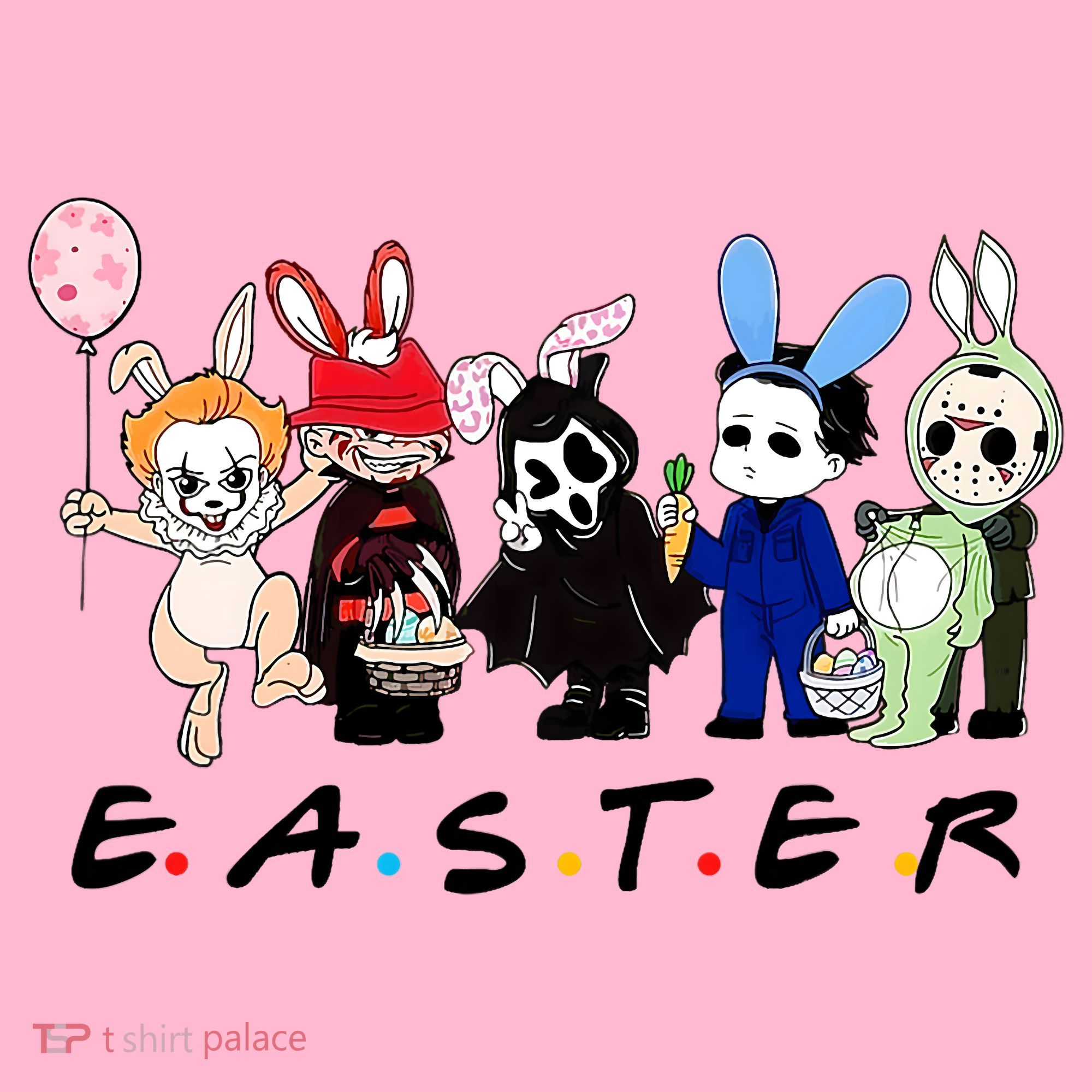 Happy Easter Scary Horror Easter Movie Bunny Hunting Eggs Coaster