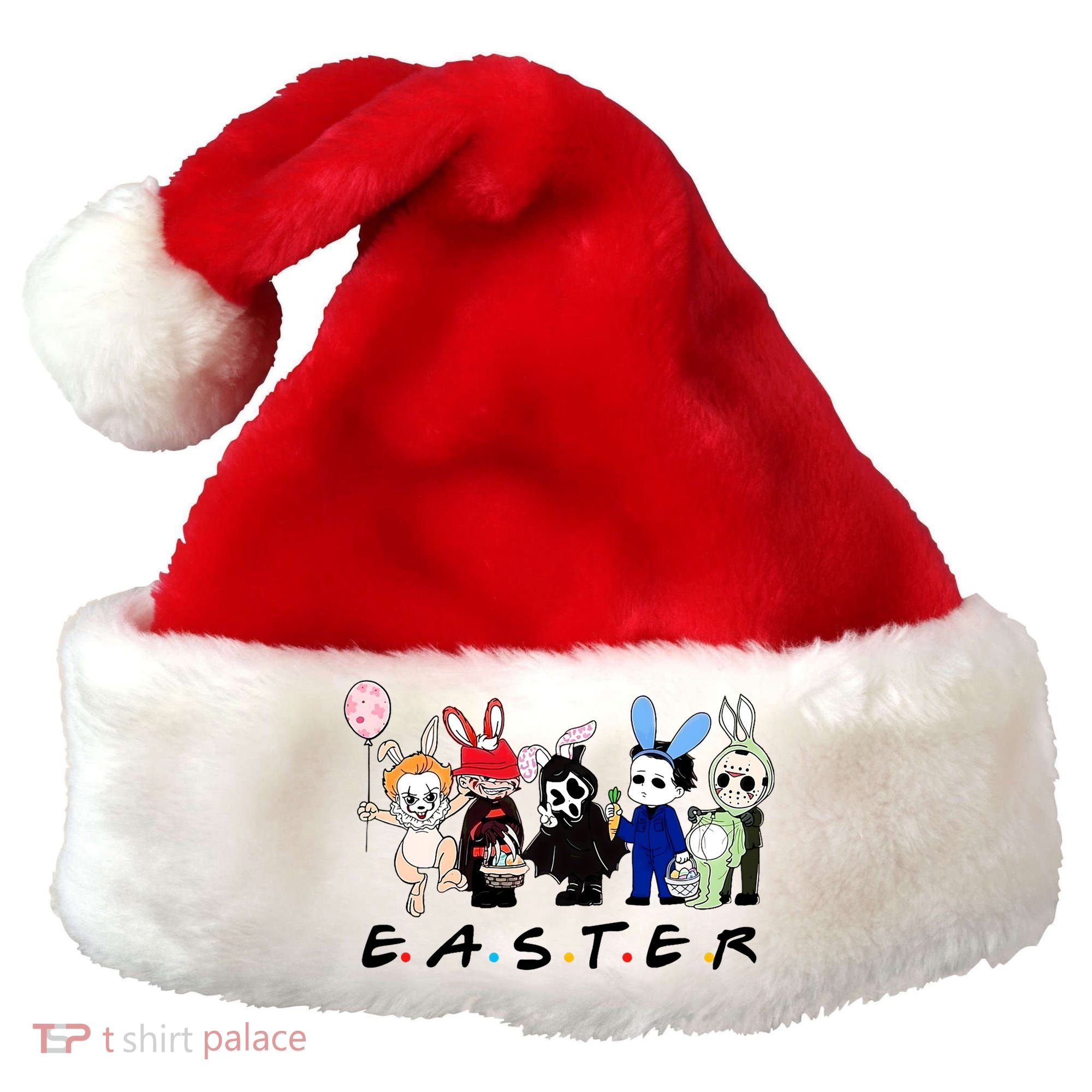 Happy Easter Scary Horror Easter Movie Bunny Hunting Eggs Santa Hat