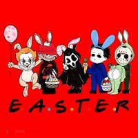 Happy Easter Scary Horror Easter Movie Bunny Hunting Eggs Santa Hat thumb 1