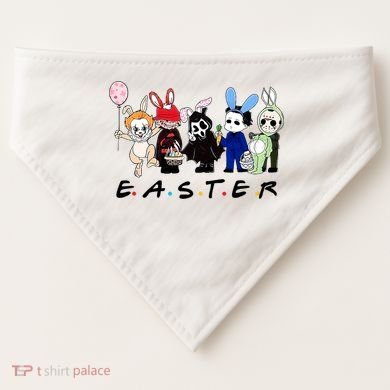 Happy Easter Scary Horror Easter Movie Bunny Hunting Eggs USA-Made Doggie Bandana