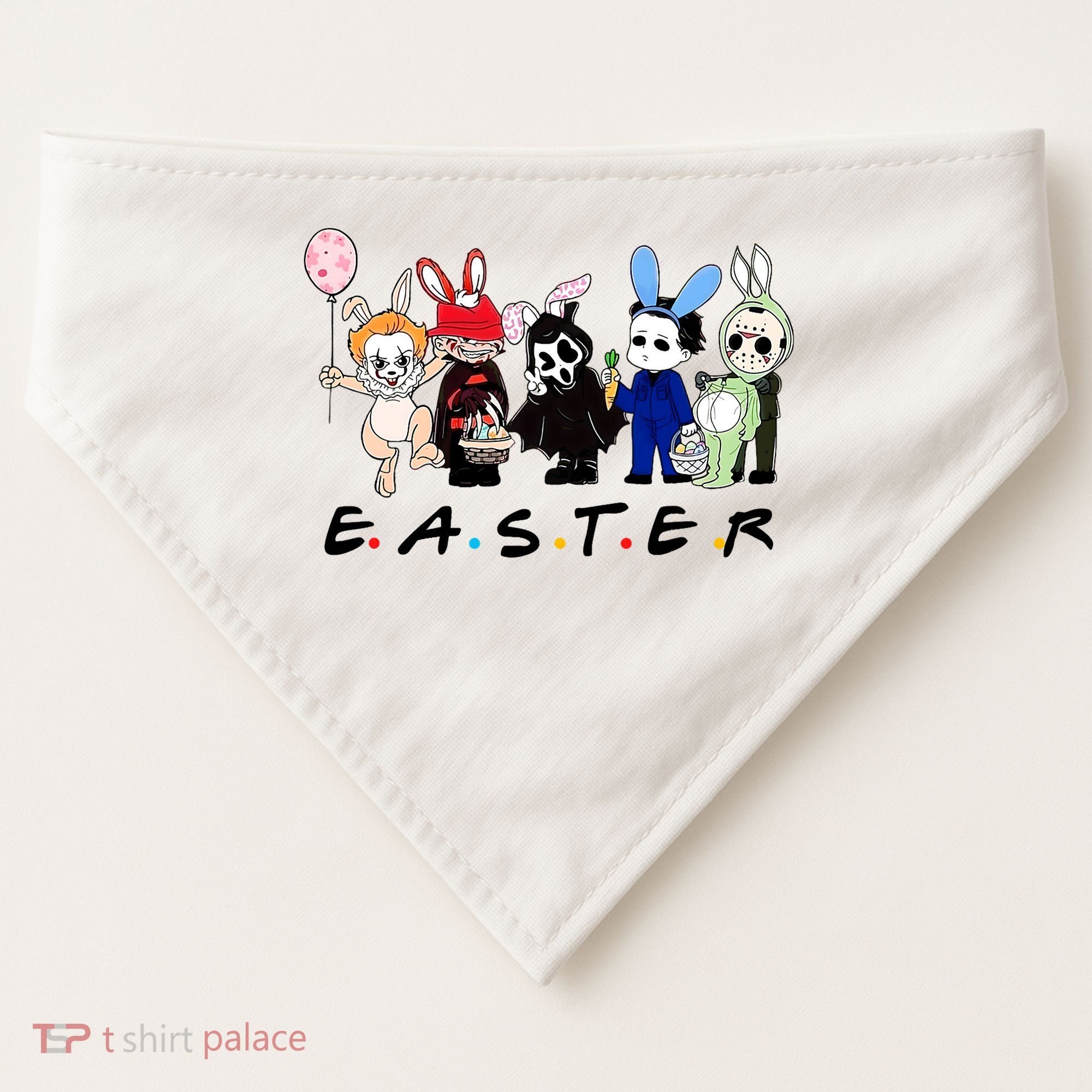 Happy Easter Scary Horror Easter Movie Bunny Hunting Eggs USA-Made Doggie Bandana