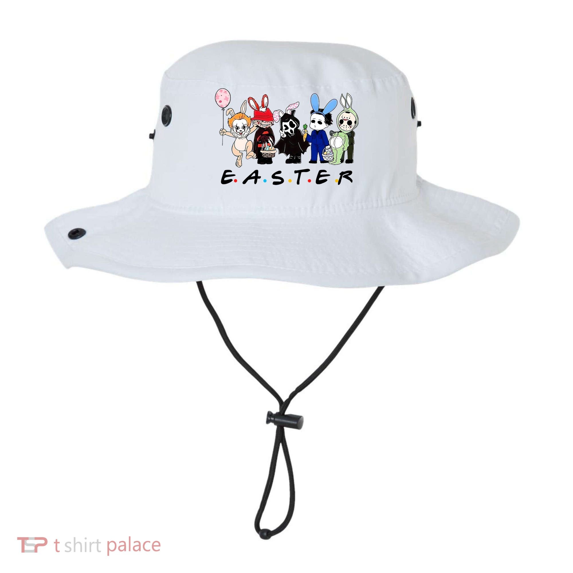 Happy Easter Scary Horror Easter Movie Bunny Hunting Eggs Bucket Hat