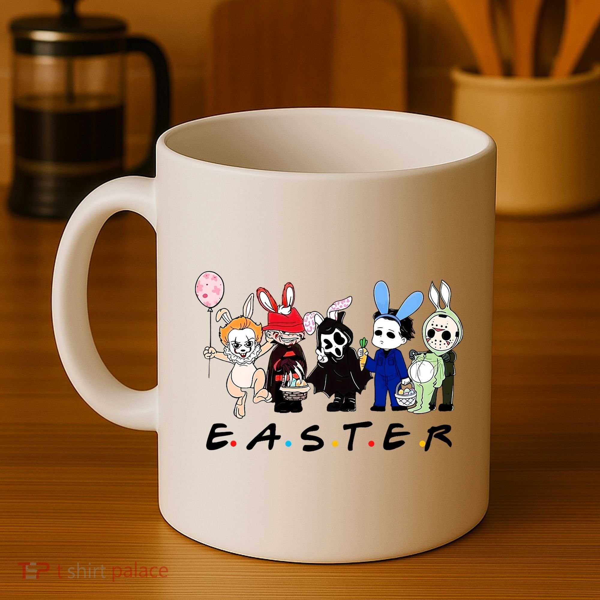 Happy Easter Scary Horror Easter Movie Bunny Hunting Eggs Coffee Mug