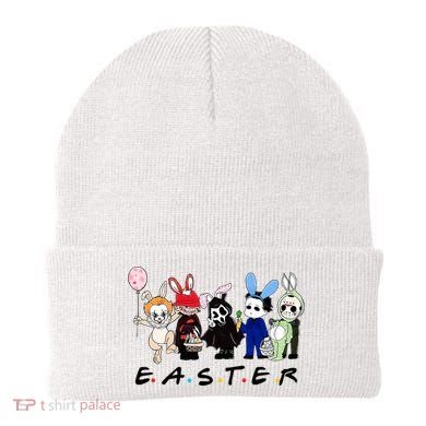 Happy Easter Scary Horror Easter Movie Bunny Hunting Eggs Beanie