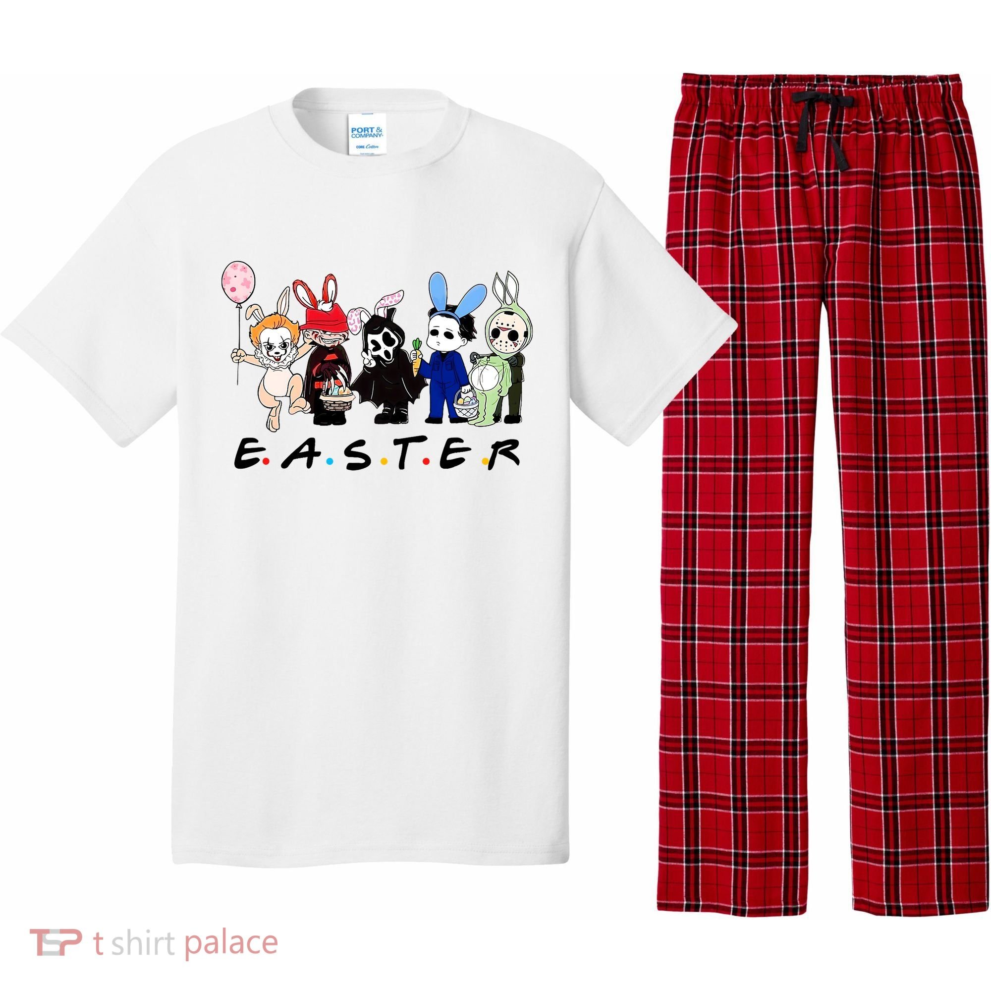 Happy Easter Scary Horror Easter Movie Bunny Hunting Eggs Pajama Set