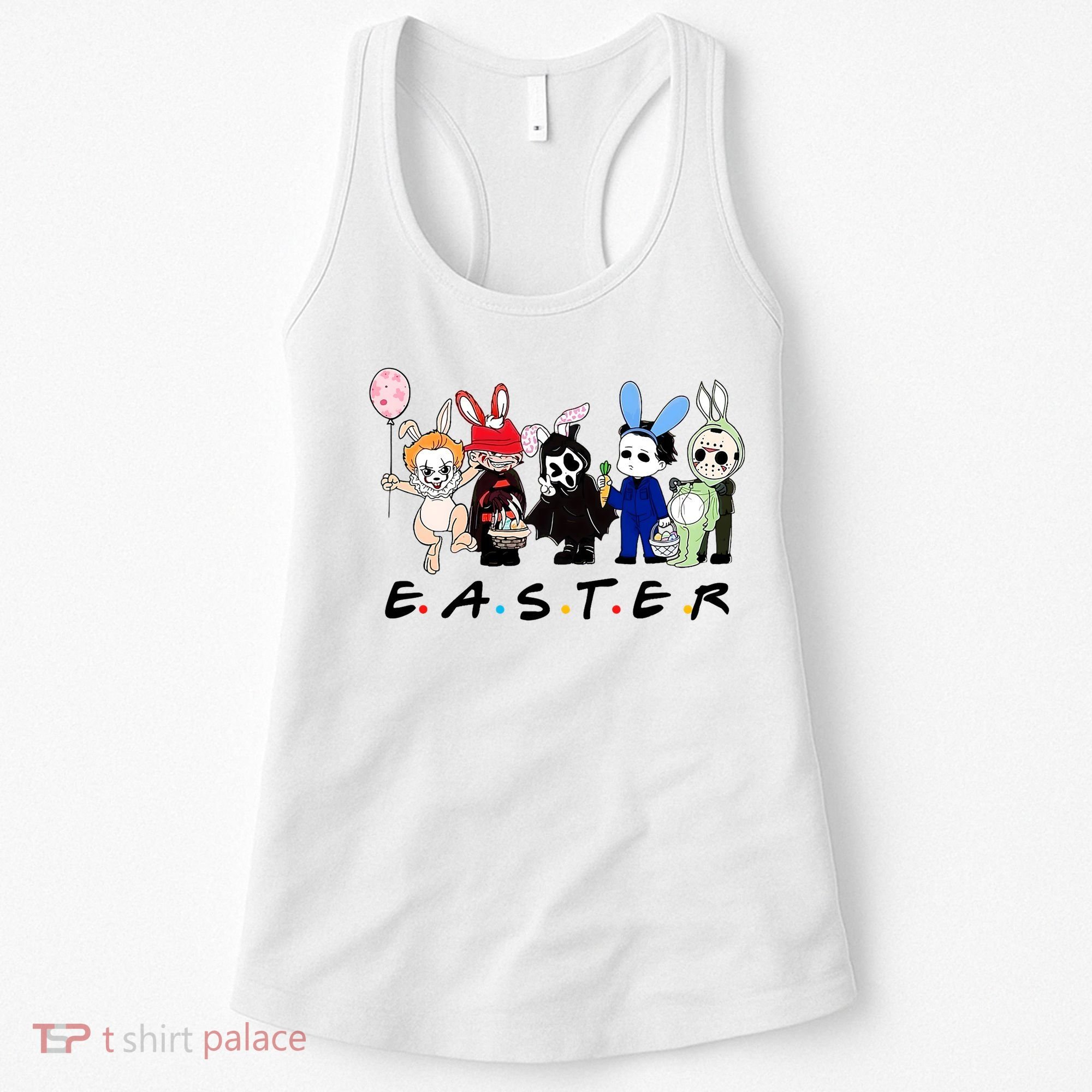Happy Easter Scary Horror Easter Movie Bunny Hunting Eggs Women's Tank Top