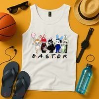 Happy Easter Scary Horror Easter Movie Bunny Hunting Eggs Tank Top thumb 4