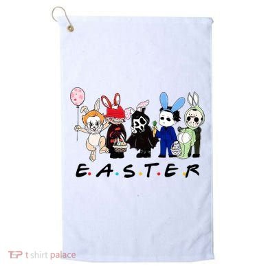 Happy Easter Scary Horror Easter Movie Bunny Hunting Eggs Golf Towel