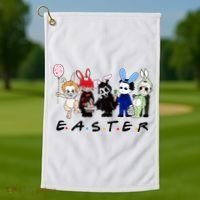 Happy Easter Scary Horror Easter Movie Bunny Hunting Eggs Golf Towel thumb 1