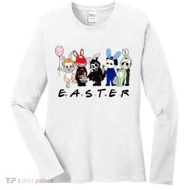 Happy Easter Scary Horror Easter Movie Bunny Hunting Eggs Women's Long Sleeve Shirt