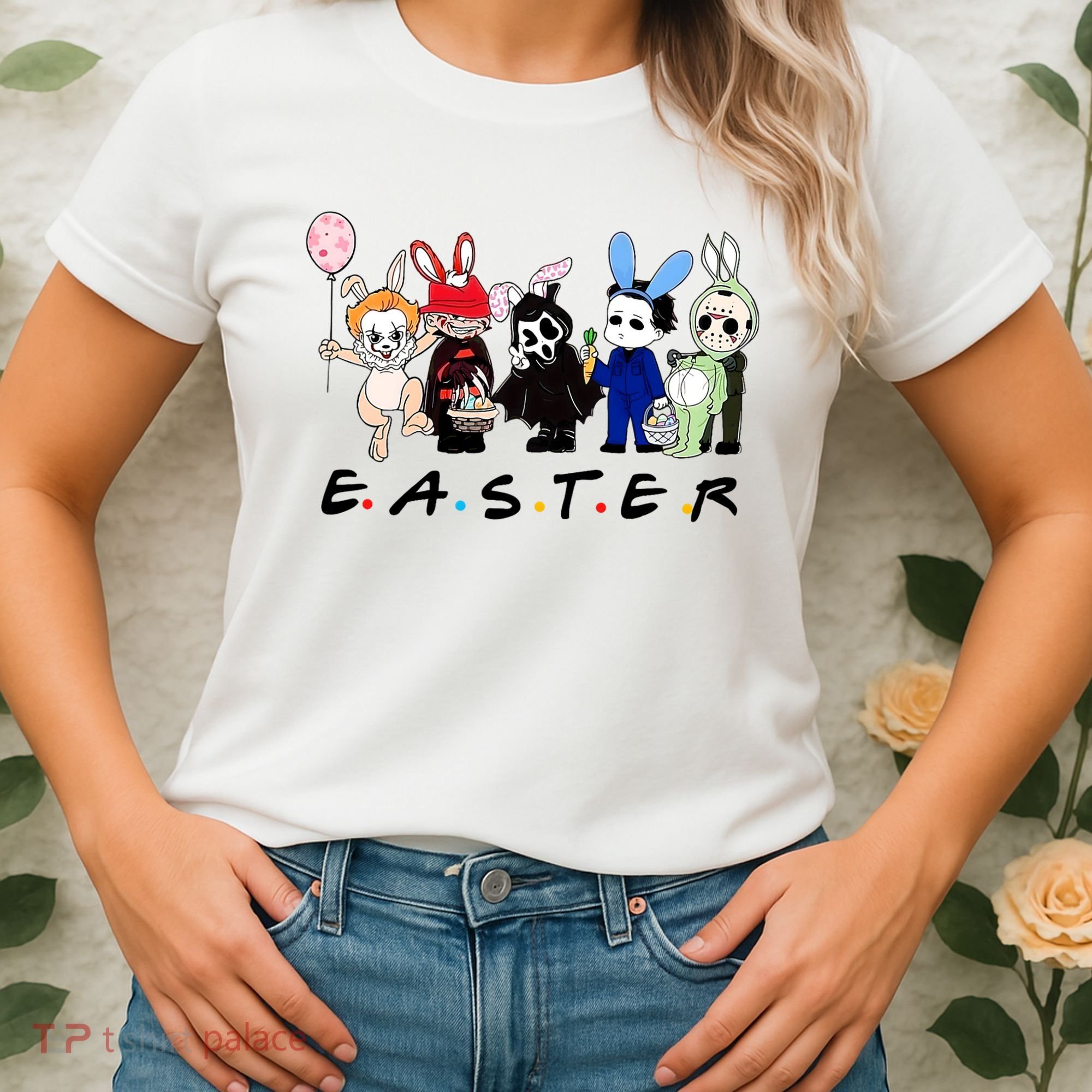 Happy Easter Scary Horror Easter Movie Bunny Hunting Eggs Women's T-Shirt