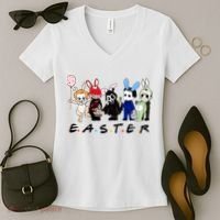 Happy Easter Scary Horror Easter Movie Bunny Hunting Eggs Women's V-Neck T-Shirt thumb 2