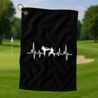 Heartbeat Ecg Taekwondo Player Martial Arts Tkd Gift Golf Towel thumb 1