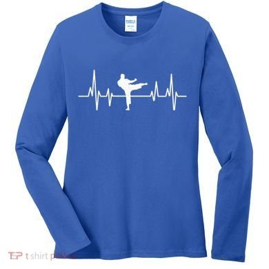 Heartbeat Ecg Taekwondo Player Martial Arts Tkd Great Gift Women's Long Sleeve Shirt