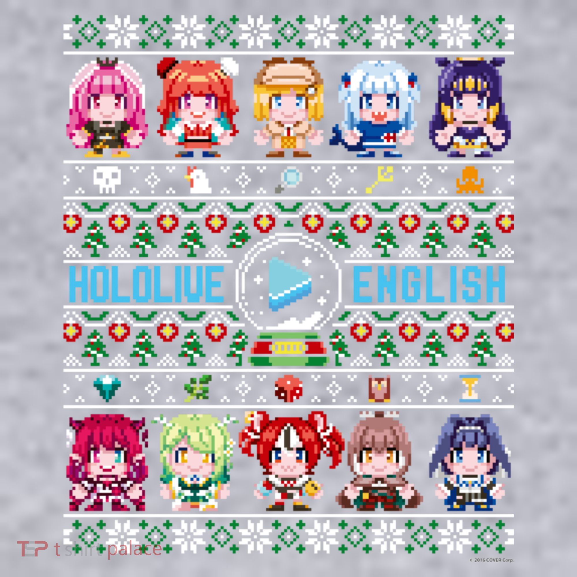 Hololive English Ugly Christmas Sweater (Gray) Women's Sweatshirt