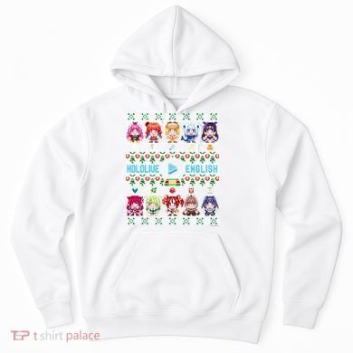 Hololive English Ugly Christmas Sweater (Gray) Hoodie