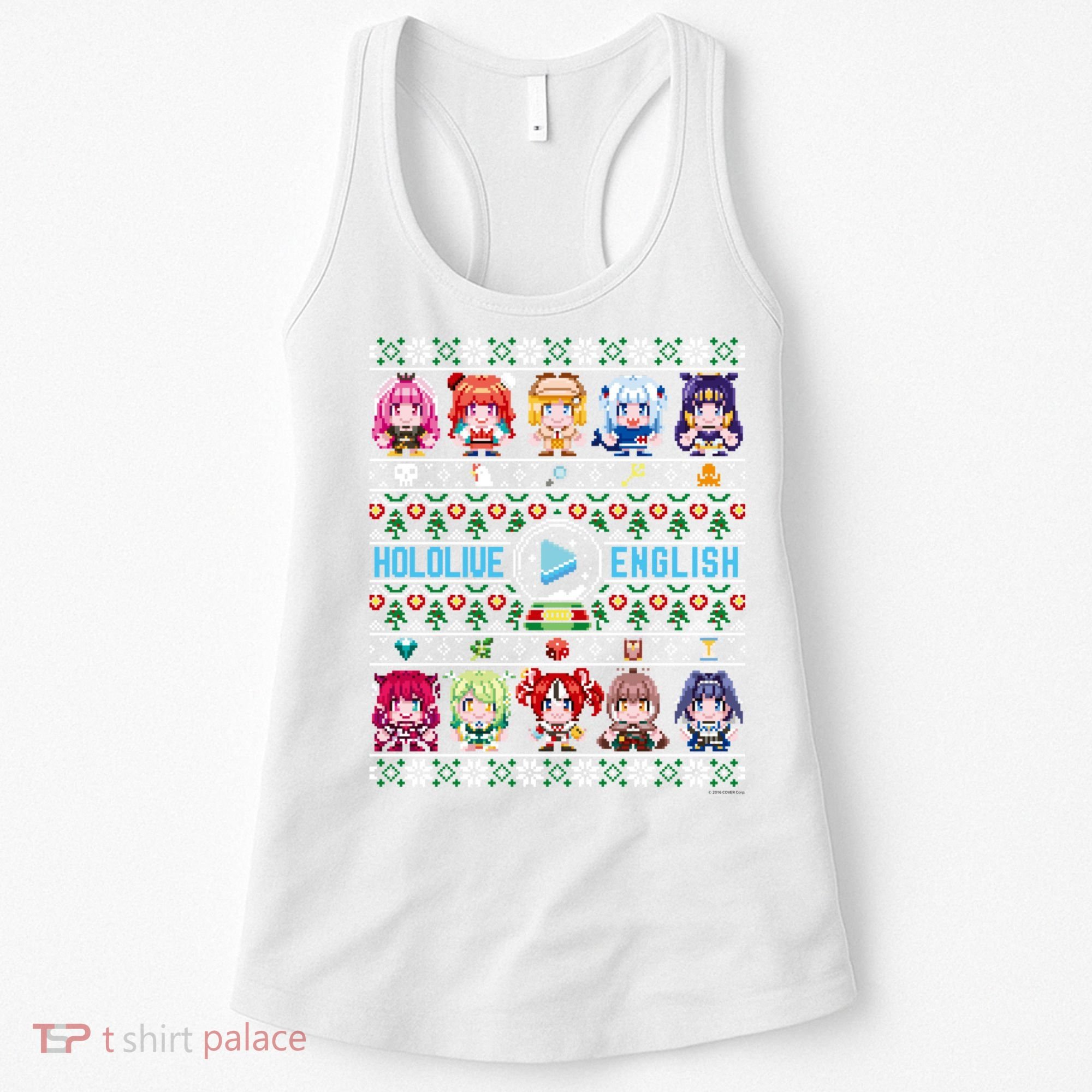 Hololive English Ugly Christmas Sweater (Gray) Women's Tank Top