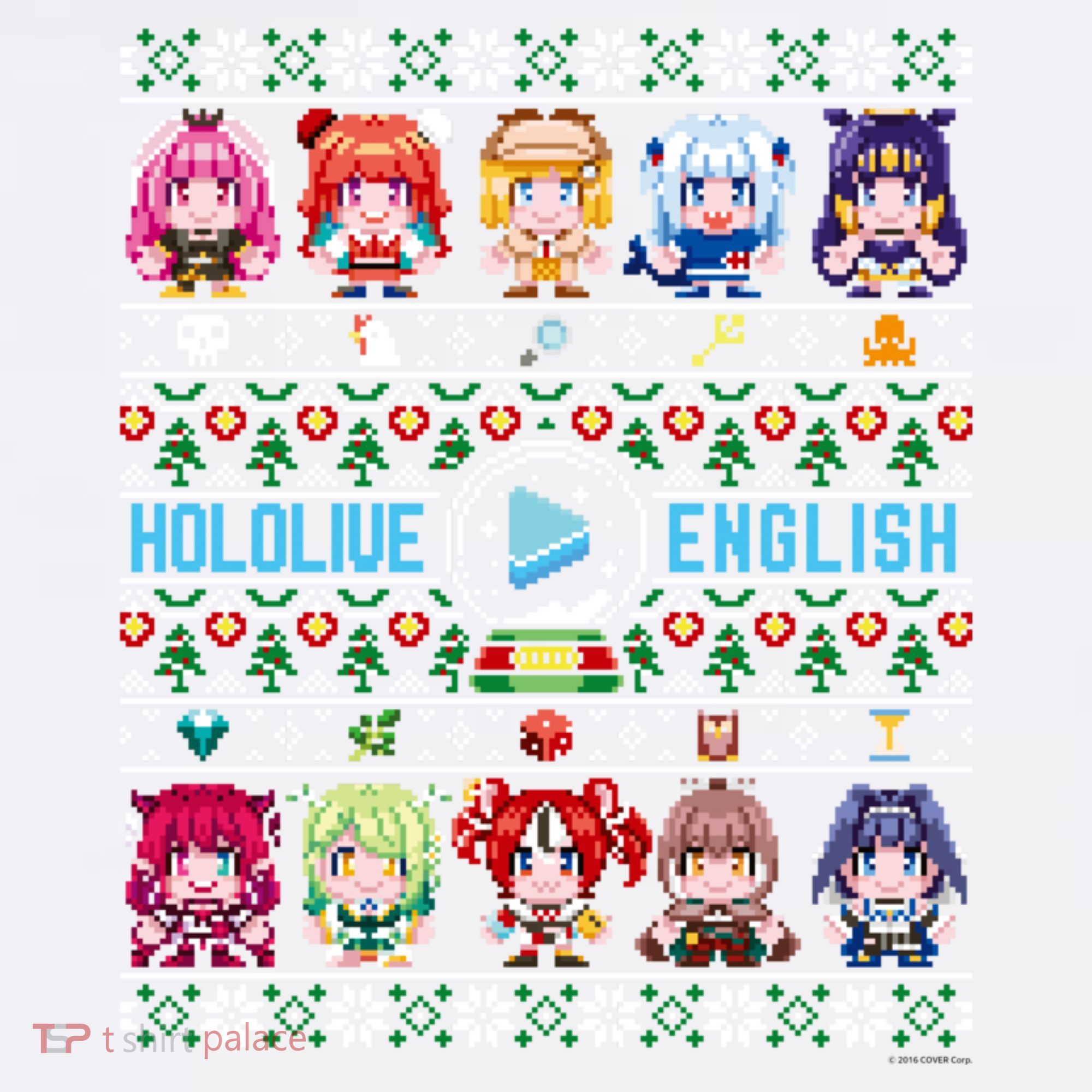Hololive English Ugly Christmas Sweater (Gray) Women's Tank Top