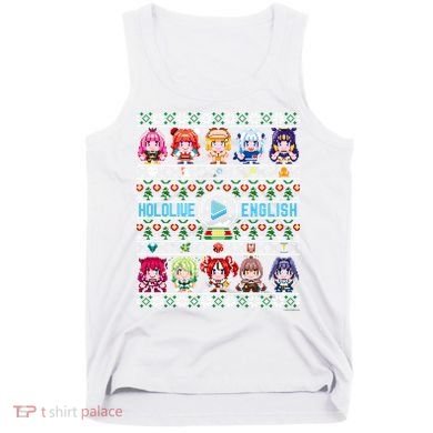 Hololive English Ugly Christmas Sweater (Gray) Tank Top
