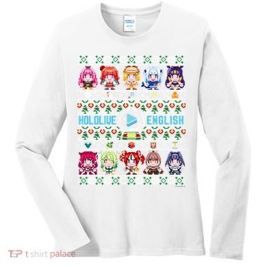 Hololive English Ugly Christmas Sweater (Gray) Women's Long Sleeve Shirt