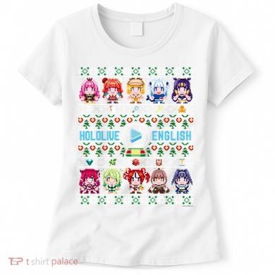 Hololive English Ugly Christmas Sweater (Gray) Women's T-Shirt